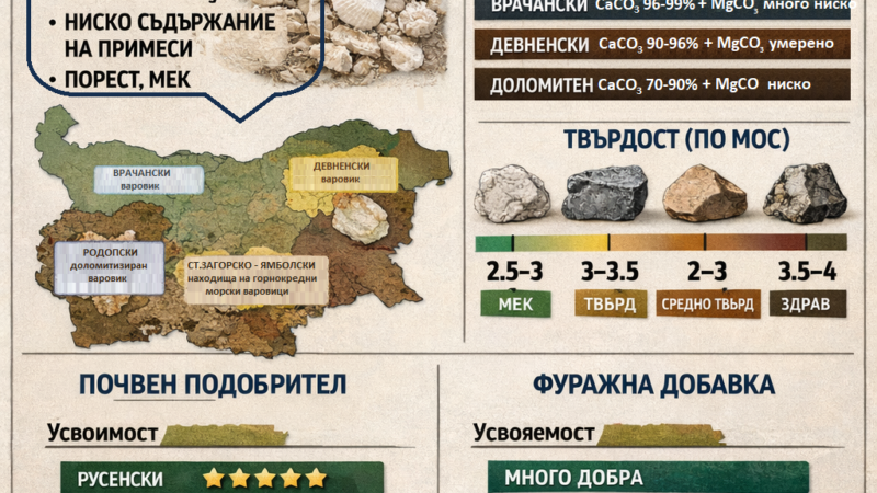 РУСЕНСКИ варовик - ФАНА - сравнение с други варовици в България